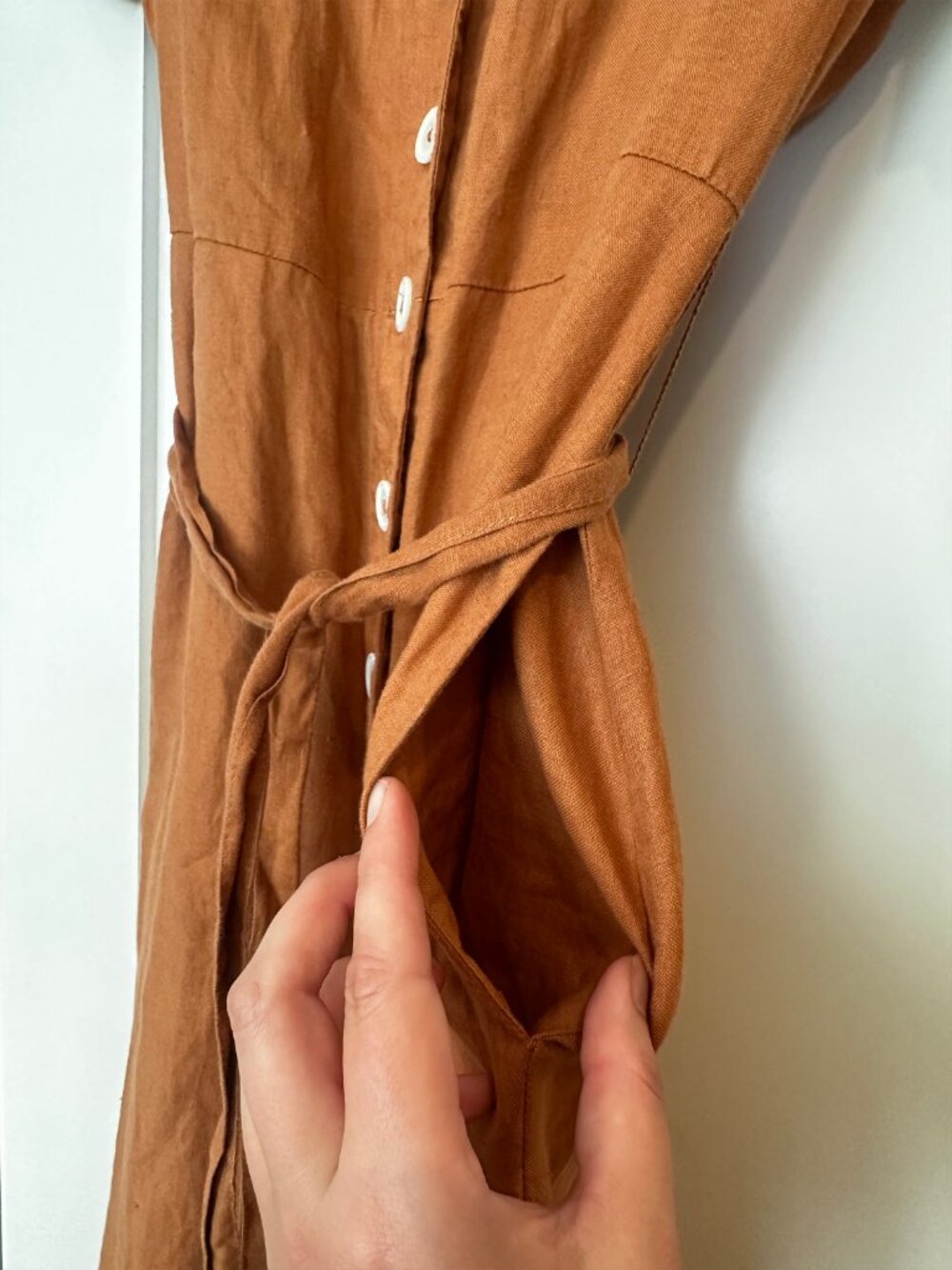 100% European Linen Button Front Dress XS - Picture 8 of 9